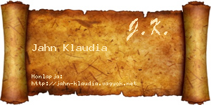 Jahn Klaudia névjegykártya
